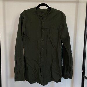 Button Down Collarless Cotton Shirt